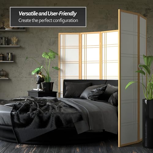 Red Lantern 6 ft. Tall Double Cross Shoji Screen - Natural - 5 Panels - color: Natural, size: 5 Panel