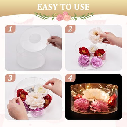 2Pcs Acrylic Cake Display Stand 8'' 12'' Round 2Tier Clear Cylinder Cake Box for Wedding Birthday Party Decor (8 /12 Inch) - size: 8&12