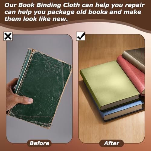 CRASPIRE 51x11.8 Inch Green Grassy Book Cloth Paper Backed for Book Cover Binding Weave Linen Fabric Surface Protector Book Binding Cloth for Adult Scrapbooking Album DIY Crafts - color: Green Grass