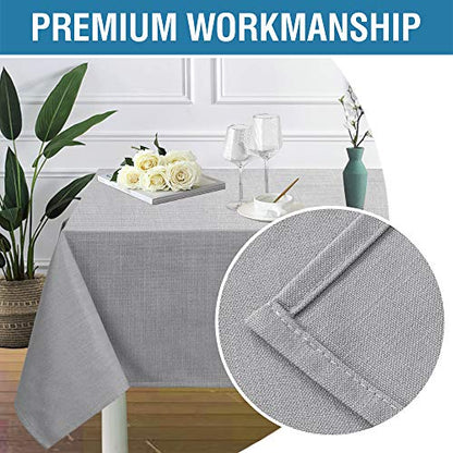 H.VERSAILTEX Linen Textured Table Cloths 54 x 54 Inch Premium Solid Tablecloth Spill-Proof Waterproof Table Cover for Dining Buffet Feature Extra Soft and Thick Fabric Wrinkle Free, Grey - color: Dove Gray, size: 54" x 54" (Square)