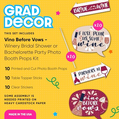 Big Dot of Happiness Funny Vino Before Vows - Winery Bridal Shower or Bachelorette Party Photo Booth Props Kit - 10 Piece - color: Vino