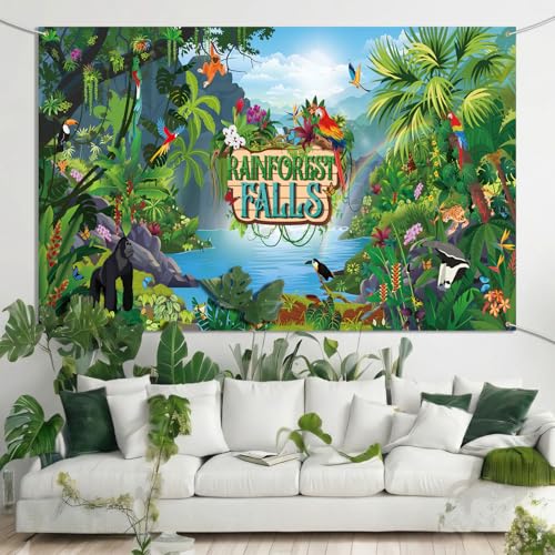 Gilprop 2 Pcs VBS 2026 Backdrop 9 x 6 ft Large Rainforest Falls Scene Photography Backdrop Party Decoration for Vbs Sunday School Classroom Christian Banner Photo Props