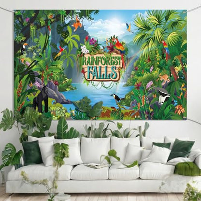 Gilprop 2 Pcs VBS 2026 Backdrop 9 x 6 ft Large Rainforest Falls Scene Photography Backdrop Party Decoration for Vbs Sunday School Classroom Christian Banner Photo Props