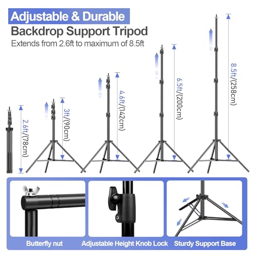 EMART 8.5x10ft Green Screen Backdrop Kit with Sand Bag, Photography Background Support System with 10x12ft Polyester Backdrop(Black/White/Green) for Photography, Parties, Wedding, Video Shooting - size: 8.5x10ft(backdrop Stand)/10x12ft(backdrop)