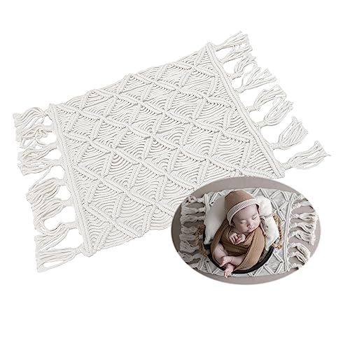 Newborn Photography Props Baby Photoshoots Photo Posing Macrame Rug Backdrop (White A) - color: White a