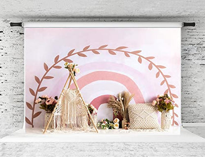 Kate 10x6.5ft Pink Boho Rainbow Backdrop 1st Birthday for Kids Baby Shower Photo Studio Props - size: 10x6.5ft