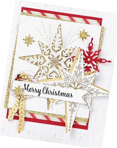 Lapoo Festivals Metal Cutting Die for Scrapbooking - Durable, Cut Stencils for DIY Scrapbook Photo Album Decorative Paper Card, Card Making Supplies, Embossing (Six Snowflake Star Anise 4.9 x 3.3 in) - style: Six Snowflake Star Anise 4.9 x 3.3 in