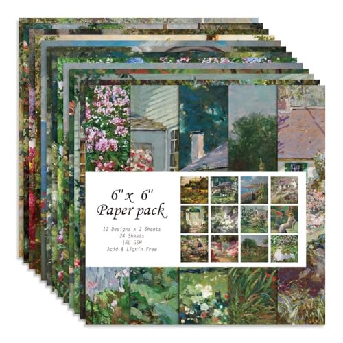 6x6” 160gsm cardstock Single Sided Scrapbooking 24 Papers Pad vintage decoupage scrapbook kit patterned paper junk journal supplies journaling supply scrap paper crafting Courtyard - color: 24sheets-courtyard