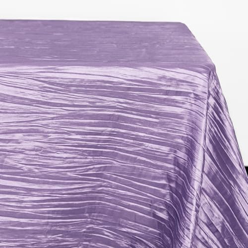 YOUR CHAIR COVERS - 90 x 132 inch Rectangular Crinkle Taffeta Tablecloth - Lavender, Rectangle Table Linens for 6 ft Rectangular Tables, Wedding Crushed Table Cloth - color: Lavender, size: 132" x 90" (Rectangular)