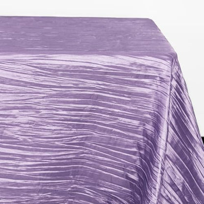 YOUR CHAIR COVERS - 90 x 132 inch Rectangular Crinkle Taffeta Tablecloth - Lavender, Rectangle Table Linens for 6 ft Rectangular Tables, Wedding Crushed Table Cloth - color: Lavender, size: 132" x 90" (Rectangular)