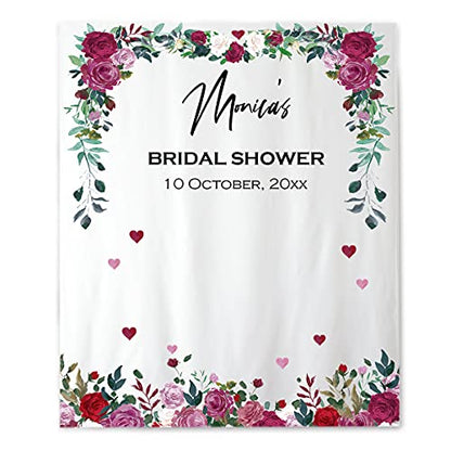 ASSIALL Custom Bridal & Baby Shower Tapestry, Personalized Wedding & Graduation Backdrop (60" Wx100 H) - color: Bridal Shower-1, size: 60 in x 100 in (W x H)
