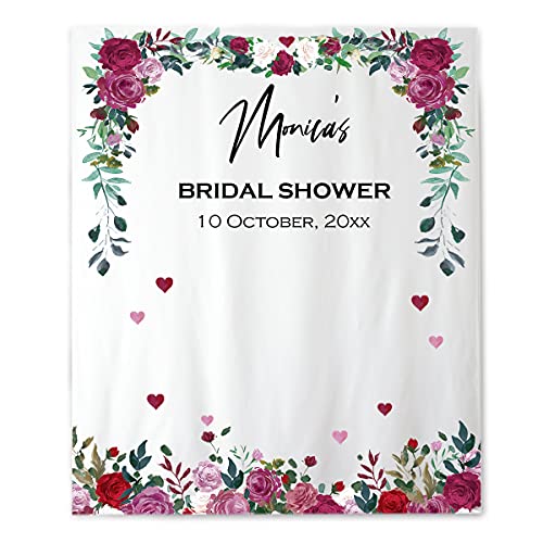 ASSIALL Custom Bridal Shower Backdrop, Customized Wedding Tapestry Decor Personalized Photo Backdrop Baby Shower Graduation Backdrop Wall Hanging Art (60" W x 90" H, Bridal Shower-1, Polyester) - color: Bridal Shower-1, size: 60 in x 90 in (W x H)