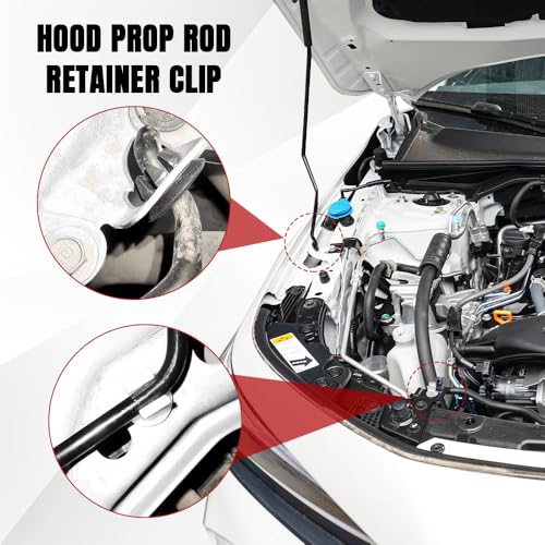 4PCS Hood Prop Rod Clip, Engine Hood Support Rod Holder Clips, 91503-SS0-003 90601S84A01 Car Hood Insulation Retainer Clips, Hood Rod Grommet Clips Compatible with Honda Accord Odyssey