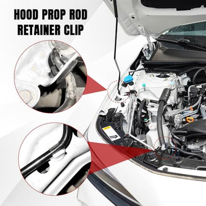 4PCS Hood Prop Rod Clip, Engine Hood Support Rod Holder Clips, 91503-SS0-003 90601S84A01 Car Hood Insulation Retainer Clips, Hood Rod Grommet Clips Compatible with Honda Accord Odyssey