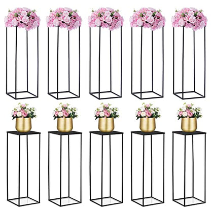 Nuptio Black Vases - 10pcs, 31.5" Tall for Wedding & Party Centerpieces - color: Black, size: 31.5 inch - 10 PCS
