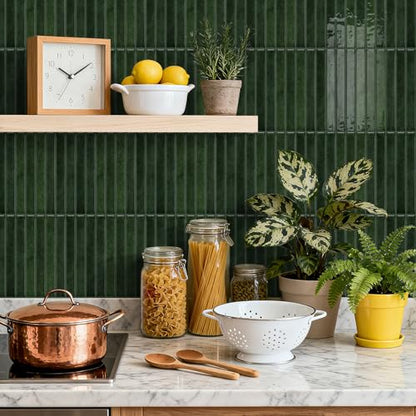 VICCI 20-Sheet Peel and Stick Backsplash, Fresh Green 3D Textured Subway Tile Stickers 4.72x9.68 Inch, Waterproof - color: Fresh Green