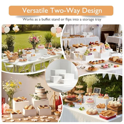 13.8" Extra Large White Risers, Large Size Acrylic Cube Display Nesting Risers, Food risers for buffet table, White Risers for Catering Dessert Collectibles Jewelry Figures Show