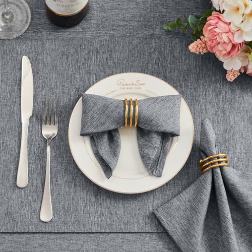 Cloth Napkin Set of 8 Square Washable Reusable Linen Fabric Polyester for Kitchen Dinner Dining Restaurants Wedding Party Banquet Table(Gray/17x17 Inch) - color: Gray