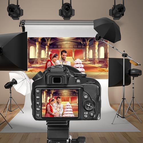 20x10ft Luxury Palaces Photo Backdrop Ancient Royal Throne Golden Hall Carpet Marble Pillar Photography Background Wedding Birthday Kids Costume Party Princess Prince King Queen Portrait - size: 20x10ft