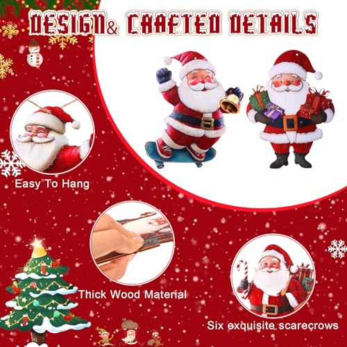 Christmas Santa Claus Garland Wooden Santa Claus Banner Christmas Decoration for Home, Wooden Hanging Garland for Xmas Winter Party Wall Decor Photo Booth Backdrop - style: Santa Claus