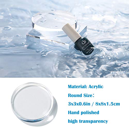 RENIAN Clear Polished Acrylic Square &Round Display Base Blockfor Jewelry Ring Stand Showcase Holder Flat Lay Photography Props，2 Pack