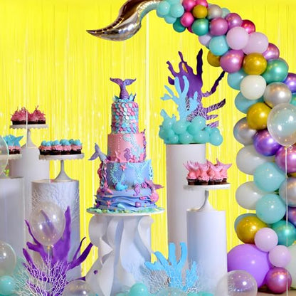 Valentines Day 2 Pack 3.3 * 8.3 ft Foil Curtain Metallic Tinsel Fringe Curtains Photo Booth Props Backdrop for Birthday Wedding Engagement Baby Christmas Holiday Celebration Party，Macaron Yellow - color: Yellow, size: 2 Pack
