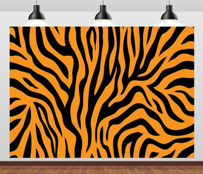 BELECO Fabric 9x6ft Tiger Print Stripes Backdrop Abstract Animal Print Texture Background Tiger Theme Party Decoraitons Kids Birthday Shoot Photo Props - size: 9x6FT