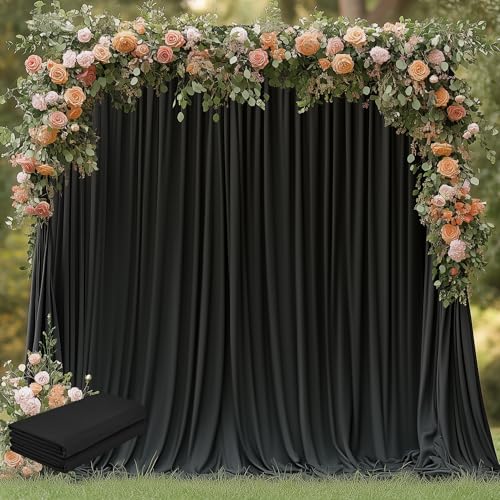 Wokceer Black Backdrop Curtain for Wedding Parties 2 Pack 10x10FT Wedding Curtains Photo Backdrop Drapes Polyester for Photoshoot Baby Shower Birthday Party Curtains Background 4 Panels 5x10FT - color: Black, size: (2 Pack)10FTx10FT