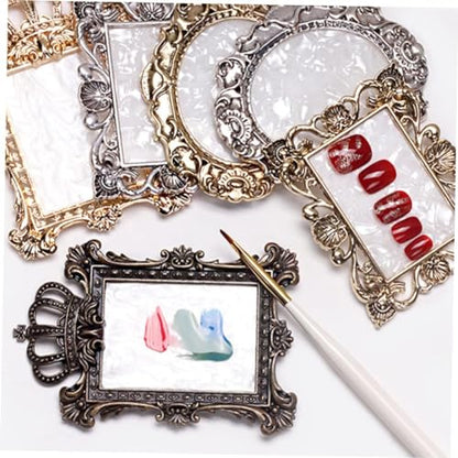 2 Pcs Nail Art Palette Nail Mixing Palette Polish Color Mixing Plate Golden Edge Nail Holder Display Board Cosmetic Mixing Tools (Gold) - color: Glod/Two Pieces