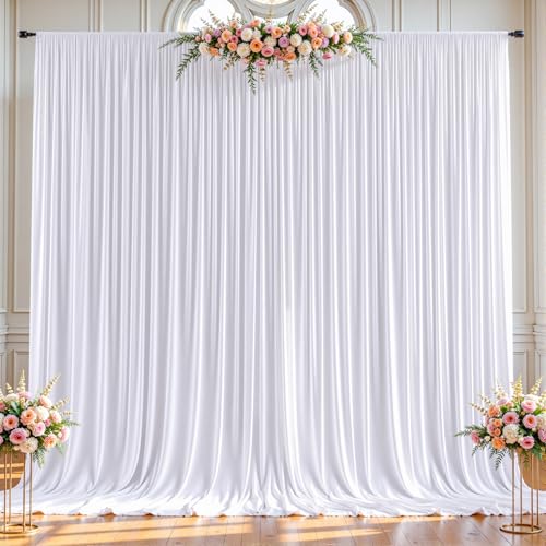 2 Panles White Backdrop Curtains - Wrinkle Free Fabric Backdrop Curtain for Photoshoot,10ft Wedding Party Photo Backdrop Drapes for Birthday Baby Shower Photography Stage Background Decorations - color: White, size: W4' x H10'(2 panels)