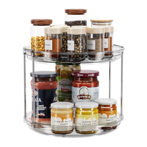 LAMU 2 Tier Lazy Susan Turntable Organizer 9.25'' Rotating Spice Rack Organization for Cabinet, Kitchen, Pantry, Countertop, Bathroom, Vanity, Medicine Cabinet Organizer, Grey - color: Gray, size: 9.25in 1 Pack