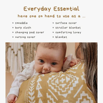 Mini Wander Swaddles for Newborns Muslin Swaddle Blankets - Breathable Soft Gender Neutral Receiving Blanket Baby Essentials | 47 x 47 Cotton - (Tapestry (Honey Gold) - color: Tapestry (Honey Gold)