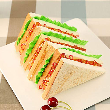 3PCS Simulation Food Artificial Sandwich Fake Food Bread Model Photography Prop for Home Kitchen Party Decoration