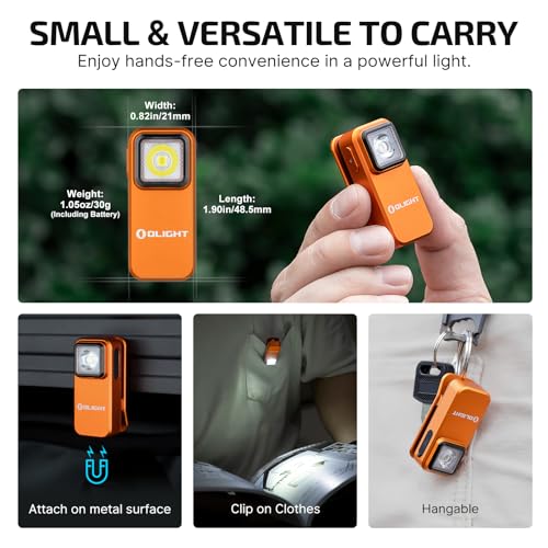 OLIGHT Oclip Rechargeable EDC Flashlight 300 Lumens Dual Sources Compact Pocket Clip Light, Convenient USB C Charging, Magnetic Flash Lights for Working, Cycling, Emergency, Signaling Tool(Orange) - color: Orange
