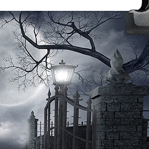 Halloween Night Full Moon Backdrop Gloomy Woods Graveyard Photography Background Horrible Cemetery Spooky Party Banner Halloween Party Decoration Photo Booth Props 9X6FT TP17G - size: 9X6FT