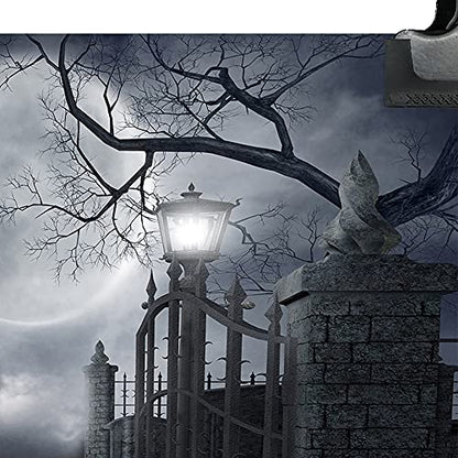 Halloween Night Full Moon Backdrop Gloomy Woods Graveyard Photography Background Horrible Cemetery Spooky Party Banner Halloween Party Decoration Photo Booth Props 9X6FT TP17G - size: 9X6FT