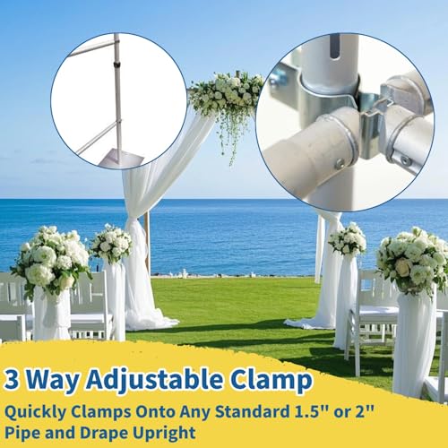 2 Pcs Adjustable Pipe and Drape Clamps for 1.5" or 2" Brackets Backdrop Stand, Drape Support Clamps for Back Drop Adjustable Stand Wedding Drapes Background Decorations Party Pipe Drape Backdrop Stand