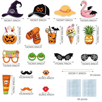 Summerween Decorations Happy Summerween Photo Props Summer Halloween Party Kit Halloween in Summer Ghost Birthday Bachelorette Party Decoration Supplies 34 Pieces