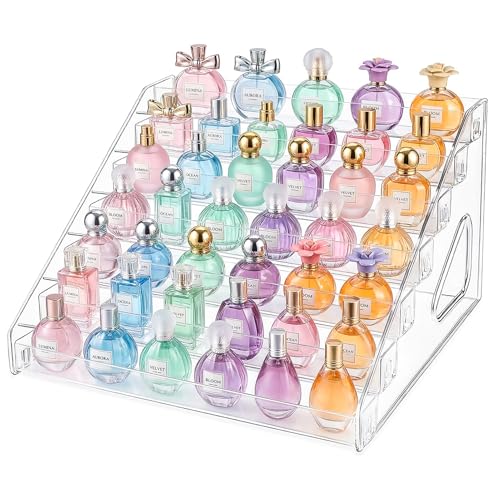 Clear Acrylic 7-Tier Perfume Display Stand, Perfume Organizer Stand Storage Tray for Makeup Organization
