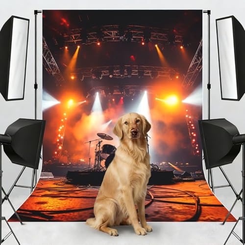Rock Concert Stage Backdrop Background for Photography 5x7ft Photobooth Professional Photo Backdrop Curtains Video Photography Studio Photo Backgrounds Banner Booth Background Screen Parties - color: Rock Concert Stage