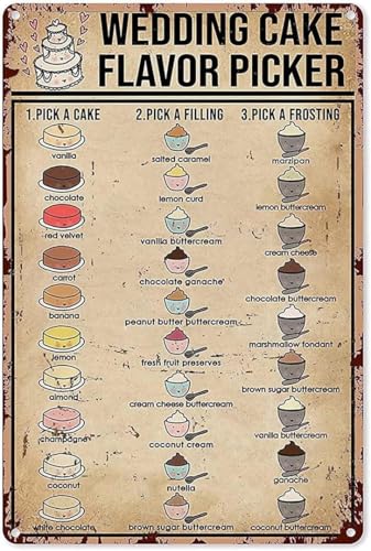 Vintage Baking Knowledge Metal Tin Logo, Wedding Cake Flavor Pick Sign Nostalgic For Kitchen Home Cafe Man Cave Decor 8x12 Inch - color: Picture19
