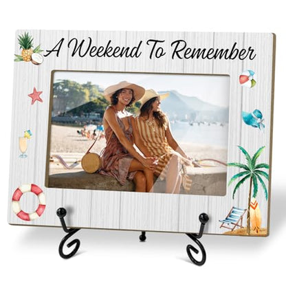 Beach Picture Frame - A Week To Remember, Family Vacation Honeymoon Holiday Trip, 4 x 6 Picture Frame with Stand for Tabletop Display - color: Frame24