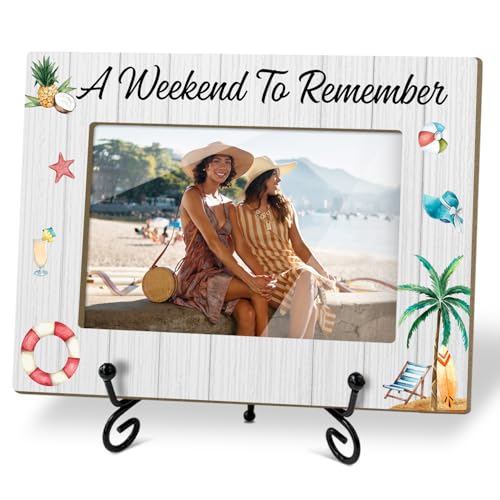 Beach Picture Frame - A Week To Remember, Family Vacation Honeymoon Holiday Trip, 4 x 6 Picture Frame with Stand for Tabletop Display - color: Frame24