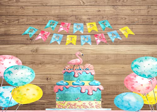 LYWYGG 7x5ft Wooden Backdrop Baby Shower Backdrops Party Decorations Backdrops Props for Studio for Photographers Retro Wood Wall Background Cloth Seamless CP-176
