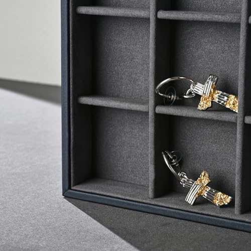 24 Grids Grey Jewelry Organizer Tray Grey Microfiber Jewelry Ring Earrings Display Organizer Tray - size: 24 Grid