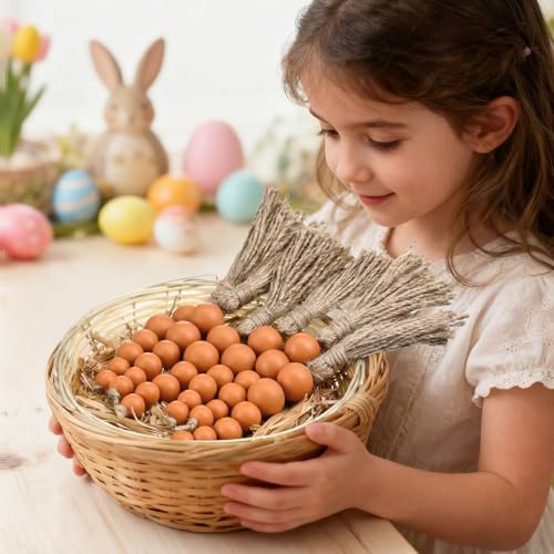 Kathfly 6 Pcs Easter Wooden Bead Carrots Decorations 9.45 Inch Artificial Easter Carrot Ornaments Basket Fillers Tiered Tray Table Decor Farmhouse Spring Party Favors Supplies Photo Props