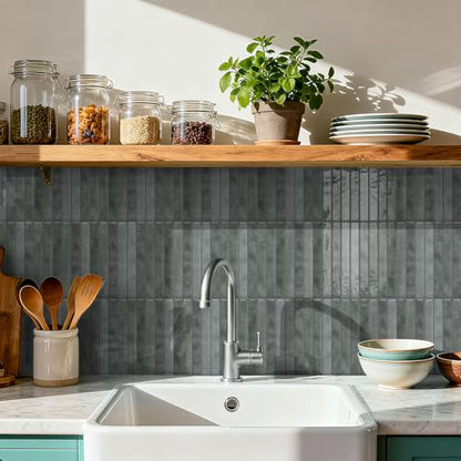 VICCI 20-Sheet Subway Tile Stickers, Modern Gray 3D Textured Peel and Stick Backsplash 4.72x9.68 Inch, No-Grout Removable - color: Modern Gray