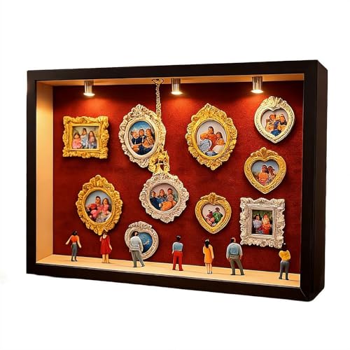 DIY Silhouette Shadow Box Frame Kit, Mini Museum Silhouette Box with Gold Miniature Museum & Figurines, Unique Memories in Style for Anniversary, Wedding, Birthday, Valentine's Day & Home Decor - color: Black, size: Red board