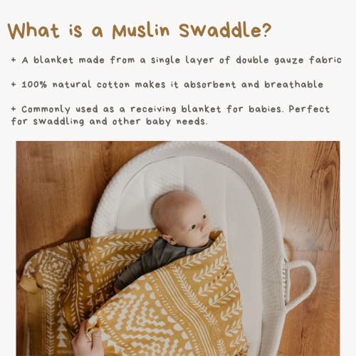 Mini Wander Swaddles for Newborns Muslin Swaddle Blankets - Breathable Soft Gender Neutral Receiving Blanket Baby Essentials | 47 x 47 Cotton - (Tapestry (Honey Gold) - color: Tapestry (Honey Gold)
