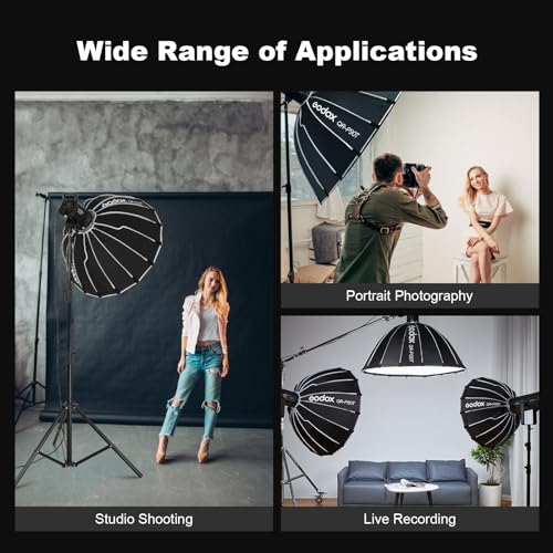 Godox Large Softbox 47.3in 120cm Godox QR-P120T Bowens Mount Parabolic Softbox with Carry Bag 2 Diffusers for Photography Shooting Continous Light Monolights Vedio Portrait Shooting - color: Softbox, size: 47.3 in